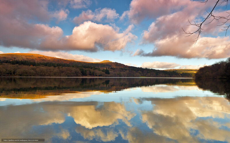 Lake with Cloud Reflection — Blue, Serene, Sunset, Photograph