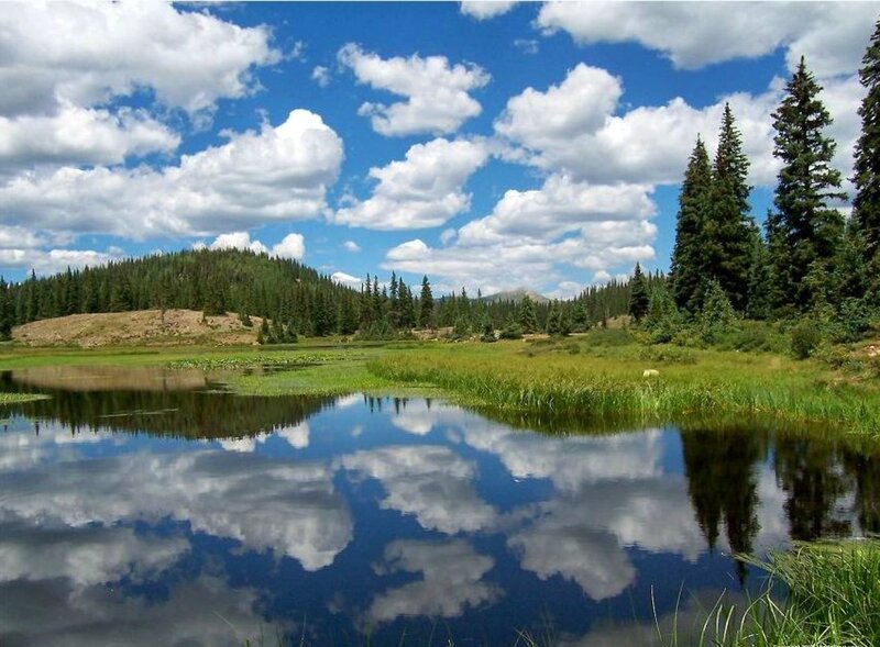 Lake with Cloud Reflection — Blue