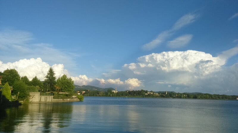 Lake with Clouds and Trees — Blue