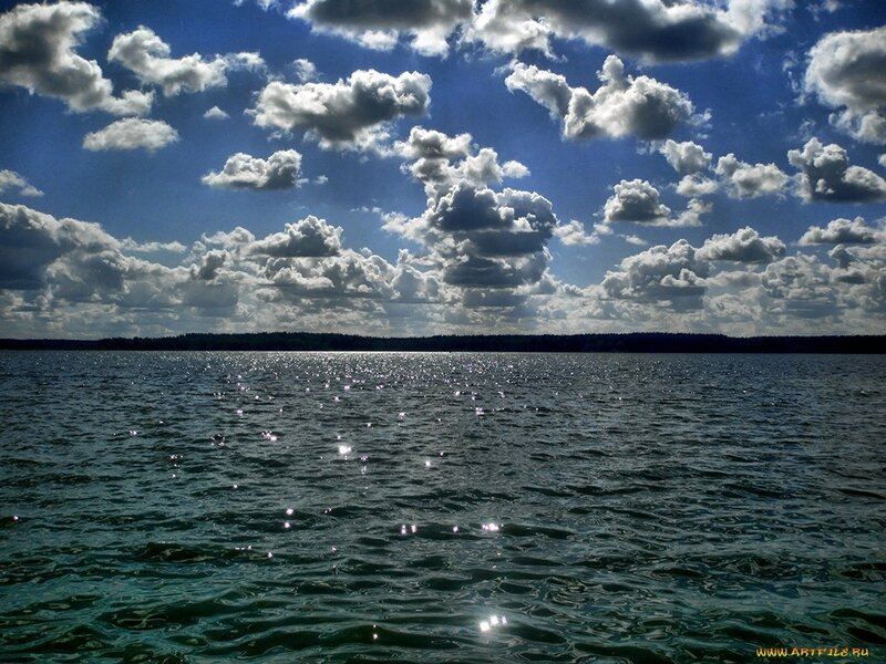 Lake with Cloudy Sky