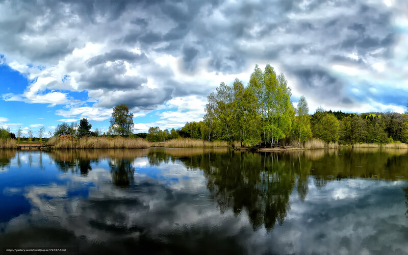 Lake with Cloudy Sky Reflection