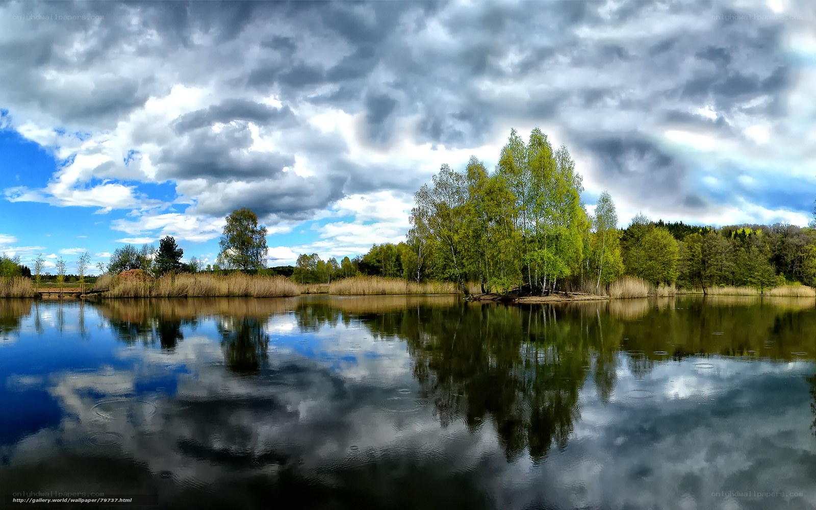 Lake with Cloudy Sky Reflection