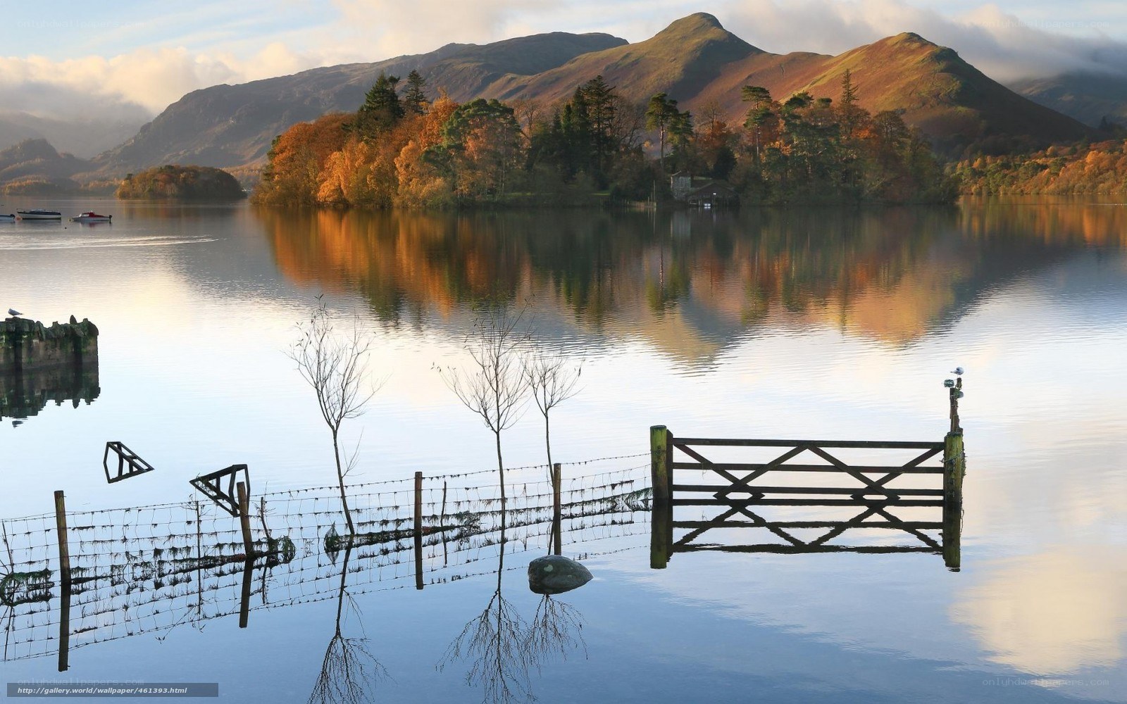 Lake with flooded gate