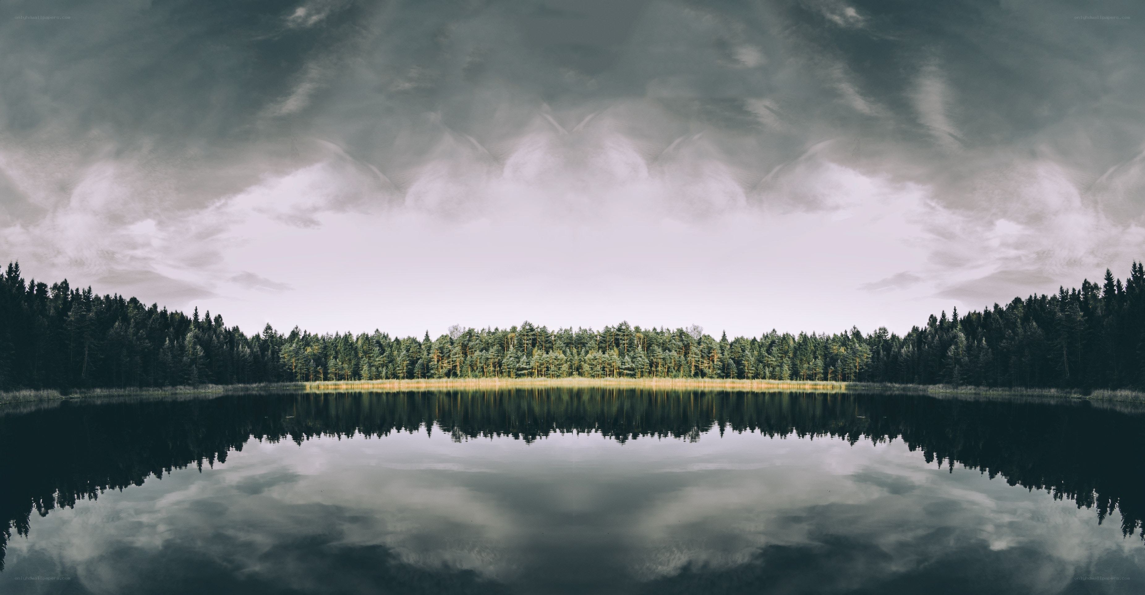 Lake with forest reflection