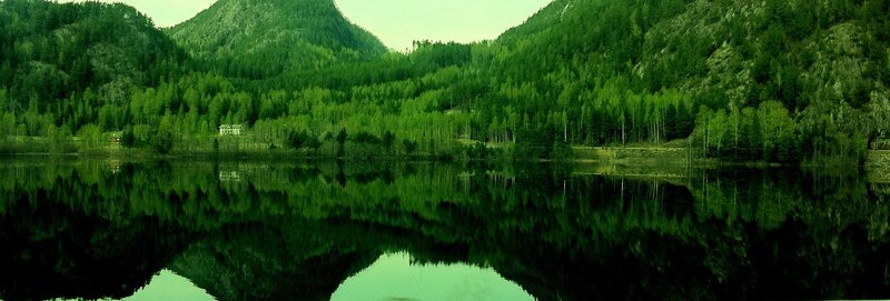 Lake with Forest Reflection — Green, Serene