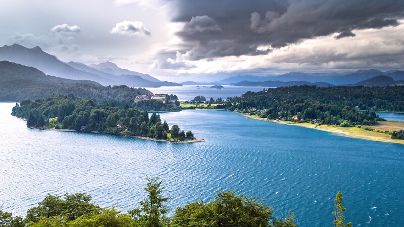 Lake with Forested Islands — Blue, Dramatic, Afternoon