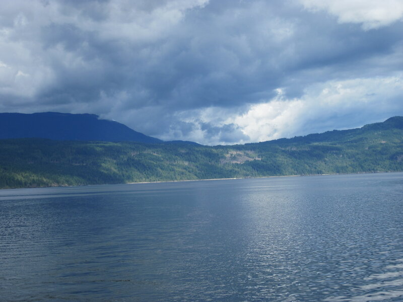 Lake with Forested Mountains — Blue, Dramatic