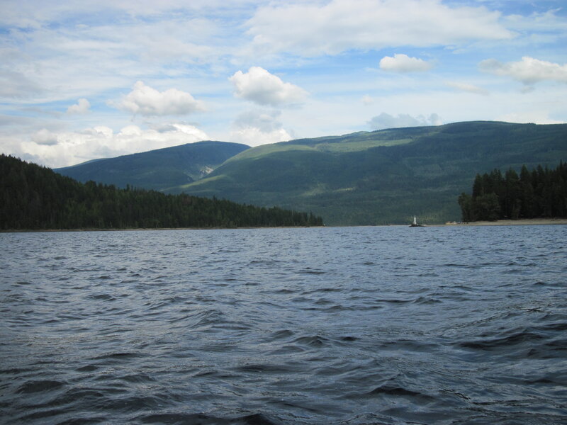 Lake with Forested Mountains — Blue, Serene, Afternoon