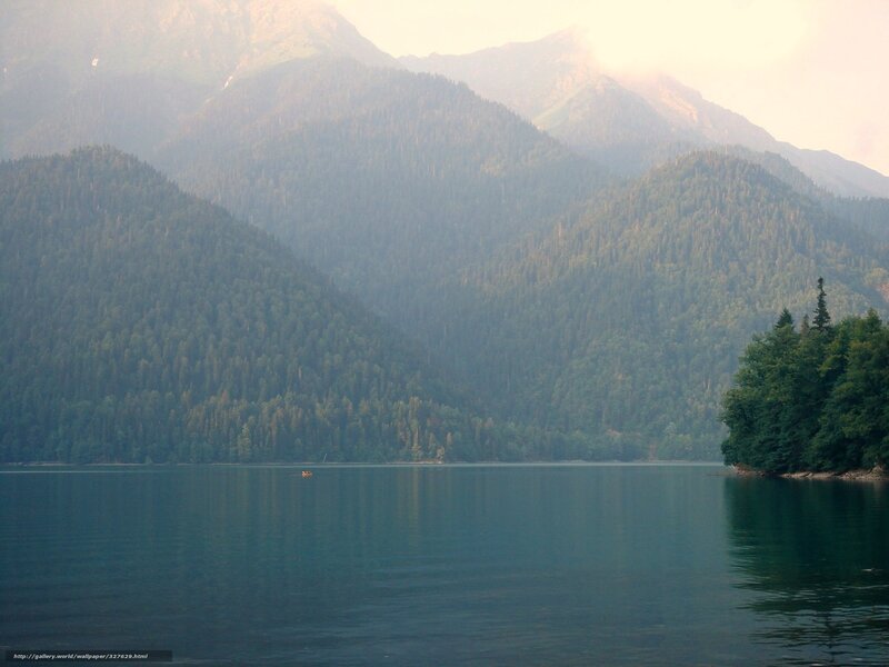 Lake with Forested Mountains — Green, Serene, Morning