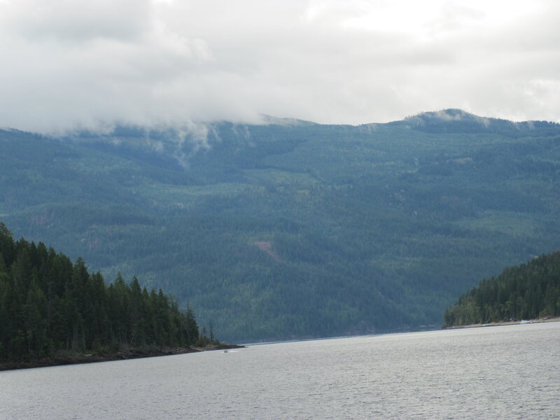 Lake with Forested Mountains — Green