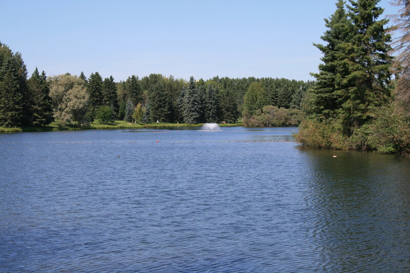 Lake with Fountain — Blue, Serene