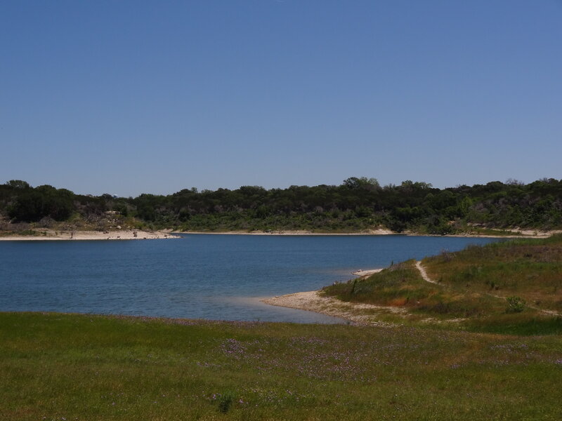 Lake with Grassy Shore — Blue, Serene