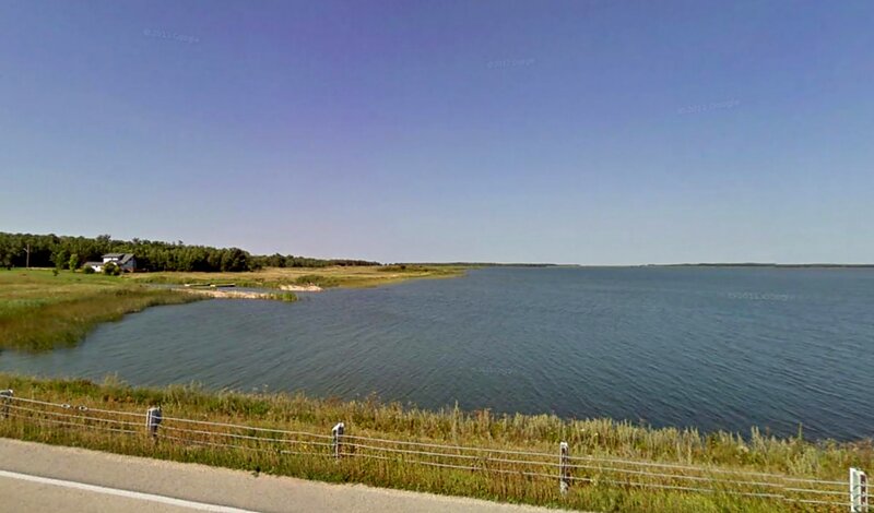 Lake with Grassy Shore — Blue