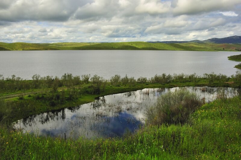 Lake with Green Hills — Serene