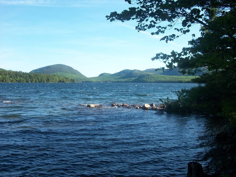 Lake with Hills in Background — Blue