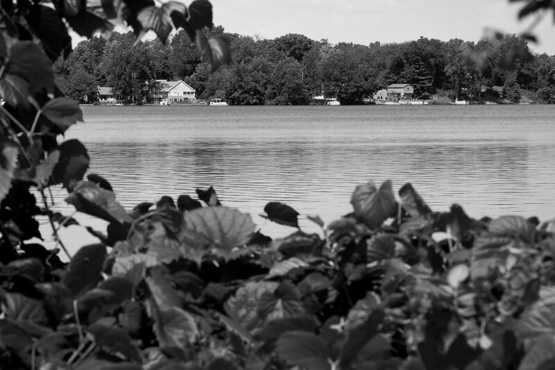 Lake with Houses — Black