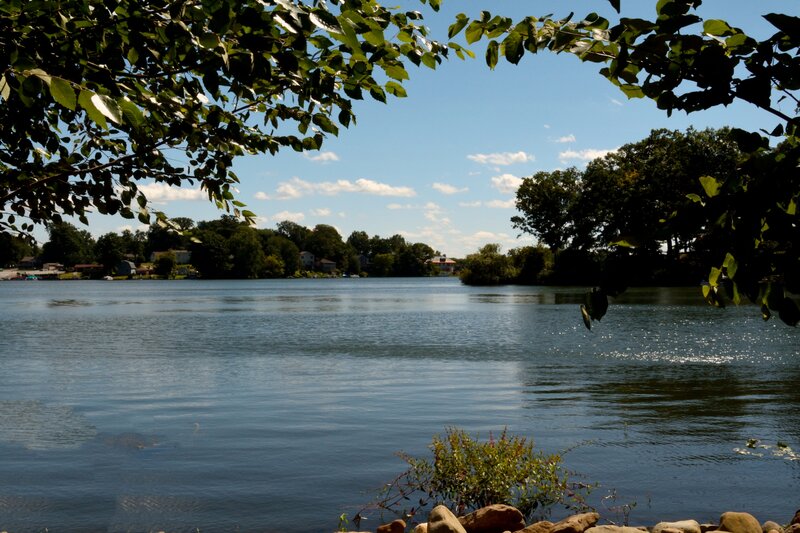Lake with Houses — Blue