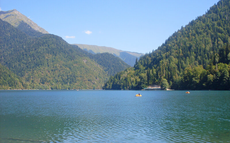Lake with Inflatable Boats