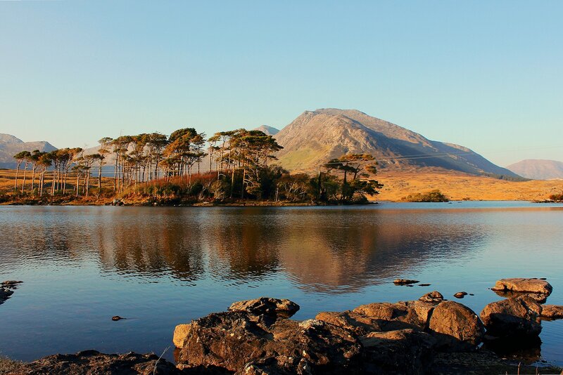 Lake with Island and Mountain