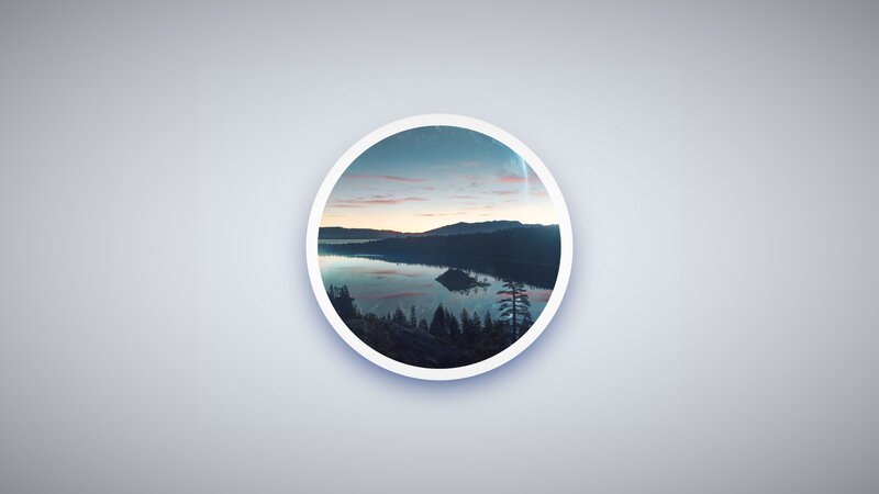 Lake with Island at Dusk — Blue