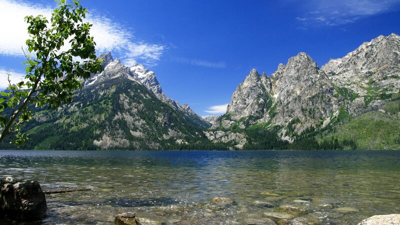 Lake with mountain backdrop
