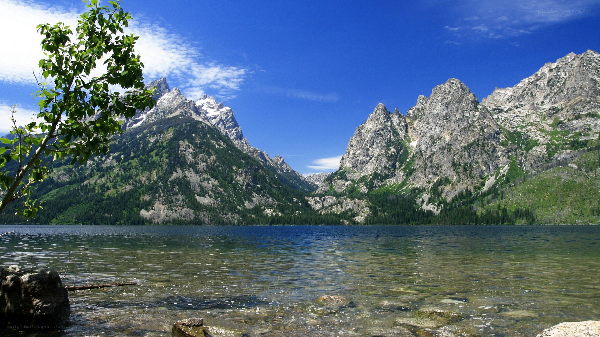 Lake with mountain backdrop