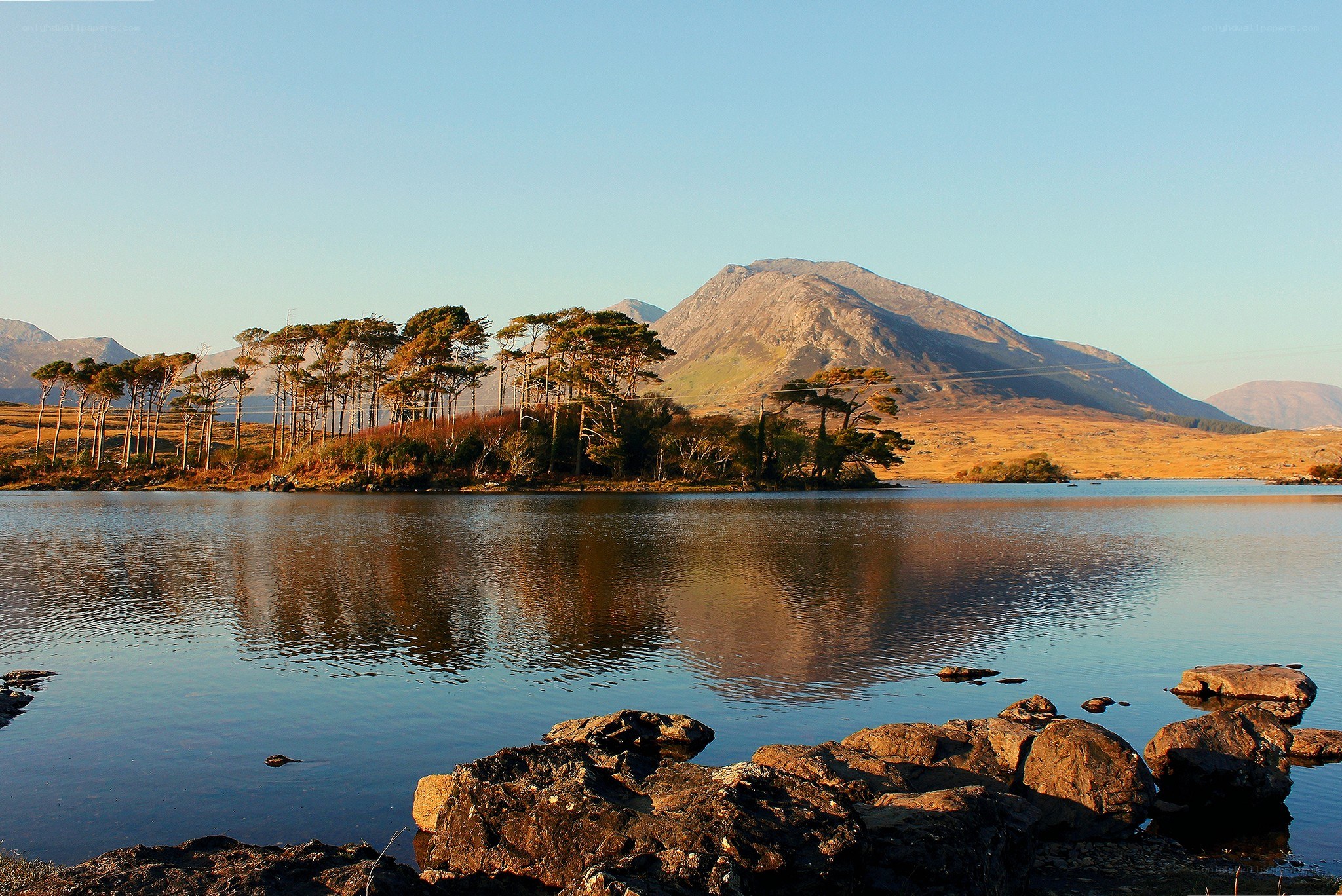 Lake with mountain backdrop
