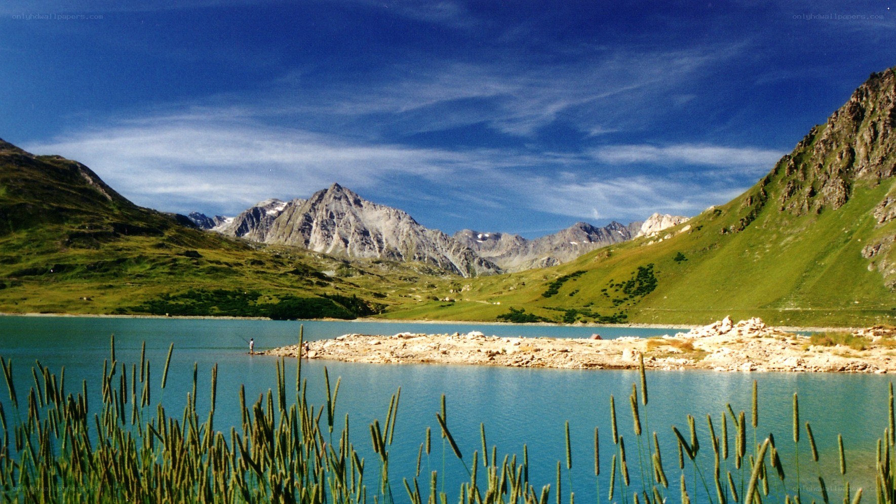 Lake with mountain backdrop