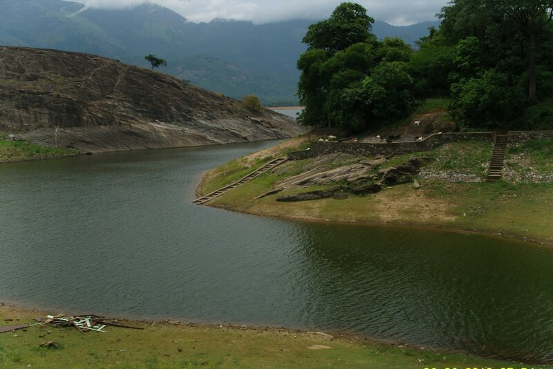 Lake with mountain backdrop