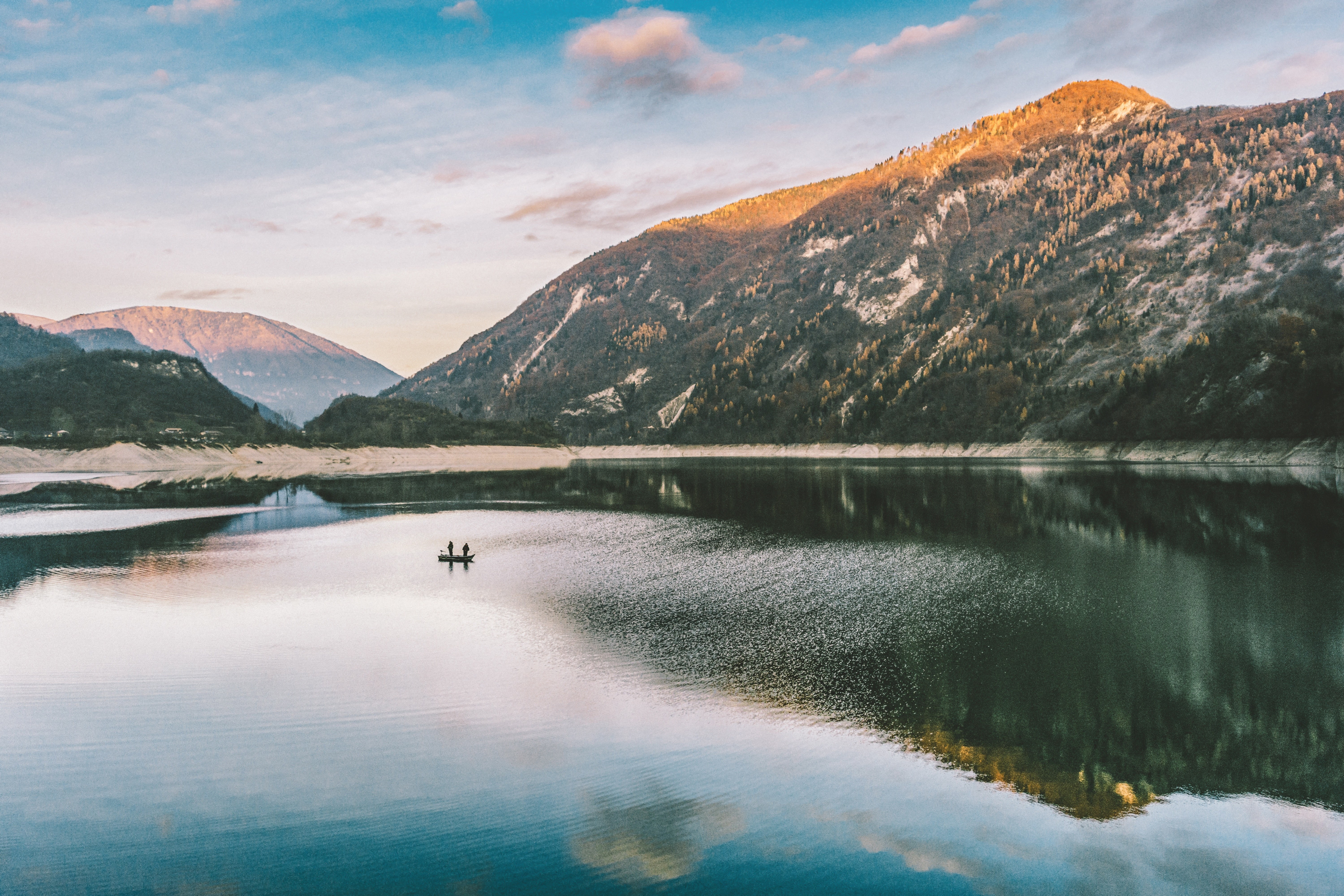 Lake with mountain backdrop