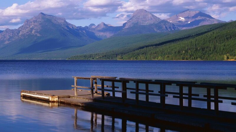 Lake with mountain backdrop
