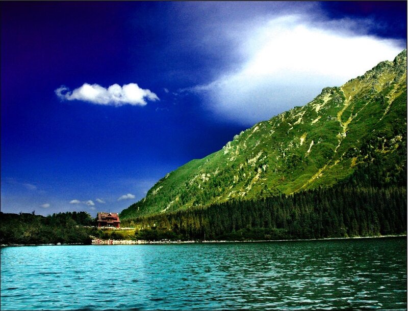 Lake with Mountain Backdrop — Blue, Dramatic, Afternoon