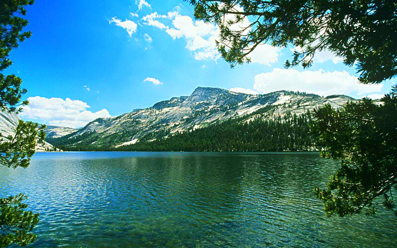 Lake with Mountain Backdrop — Blue, Serene