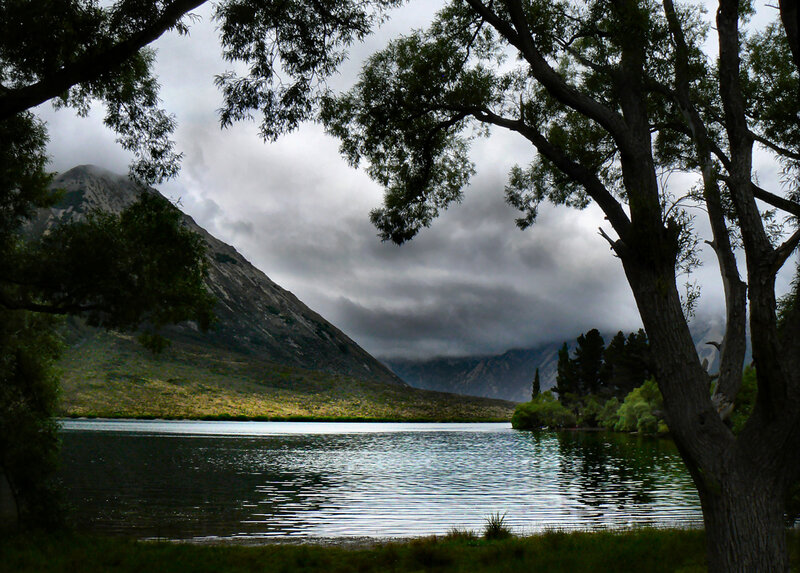 Lake with Mountain Backdrop — Green