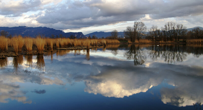 Lake with mountain reflection