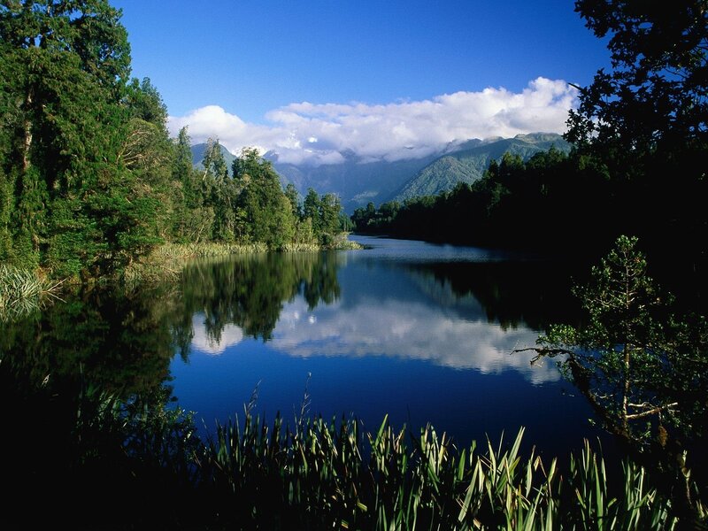 Lake with mountain reflection