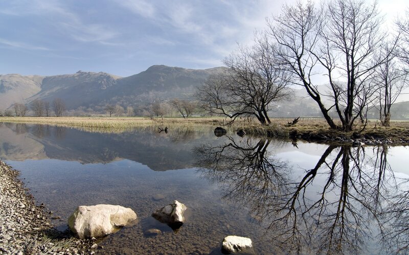 Lake with mountain reflection