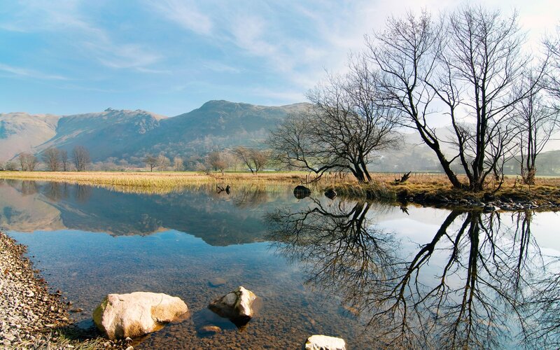 Lake with mountain reflection