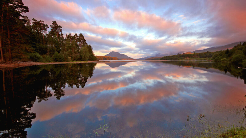 Lake with Mountain Reflection — Blue, Serene, Sunset
