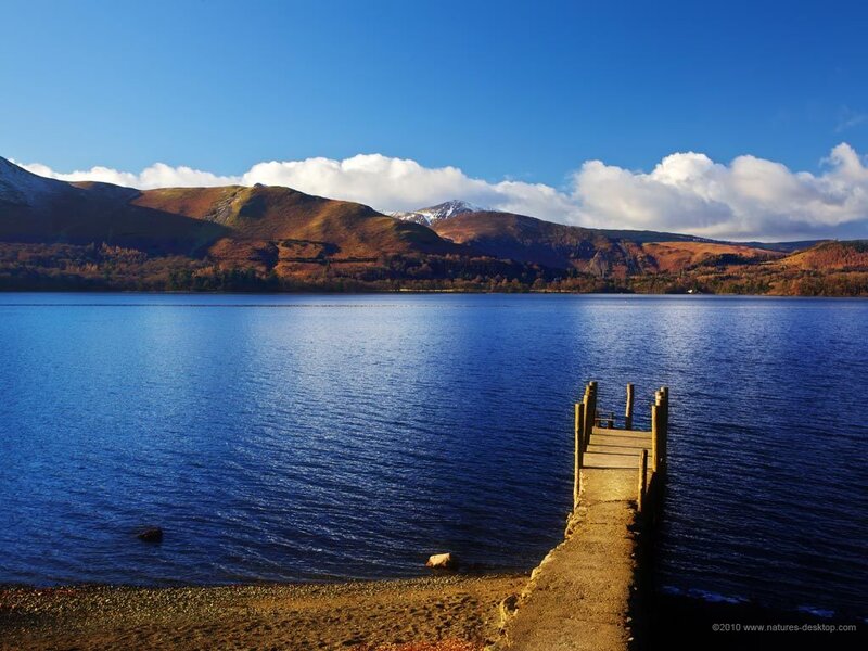 Lake with mountain view