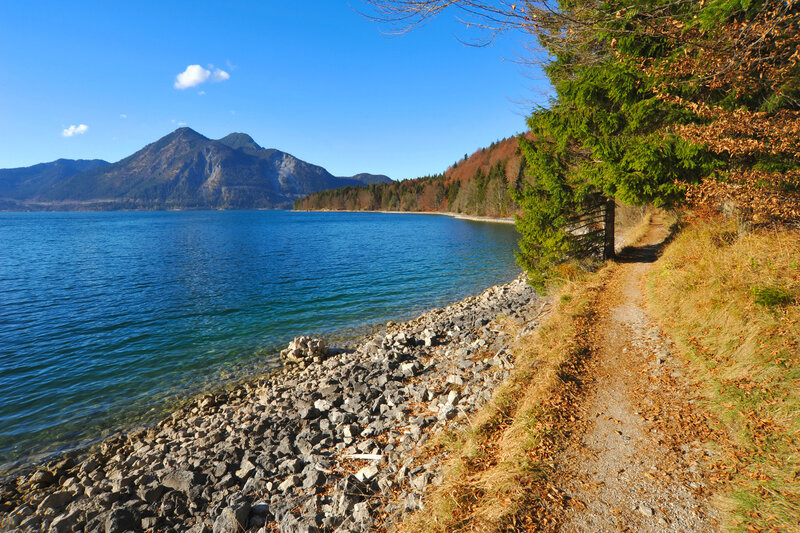 Lake with mountain view