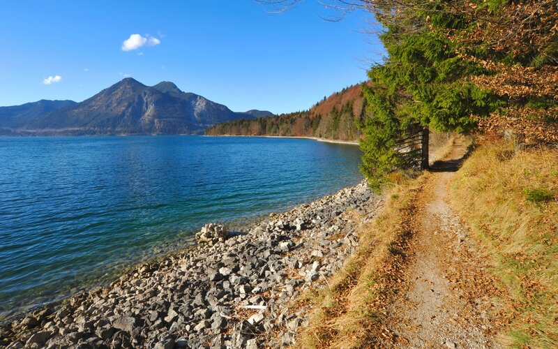 Lake with mountain view