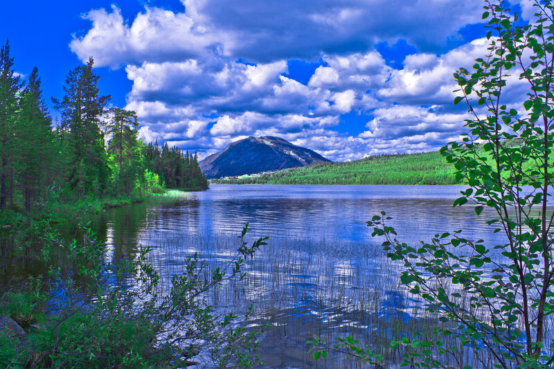 Lake with Mountain View — Blue, Serene, Afternoon