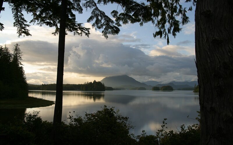 Lake with Mountain View — Blue, Serene
