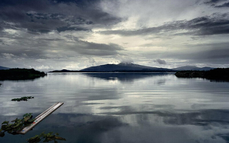 Lake with Mountain View — Gray, Dramatic