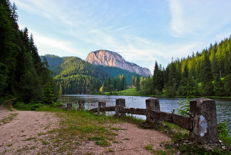 Lake with Mountain View — Green, Serene