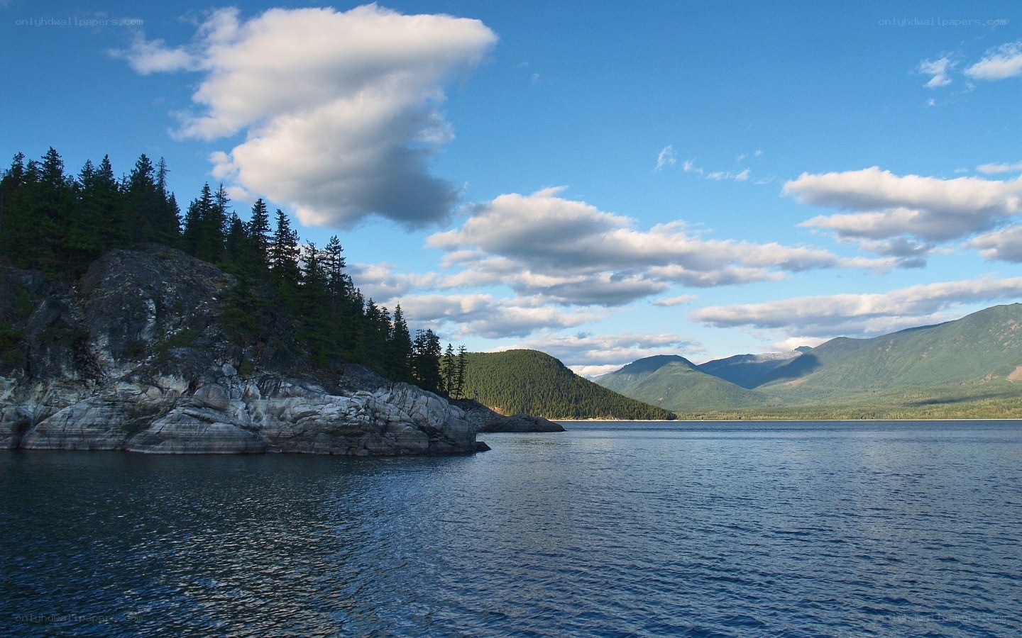 Lake with mountains and forest