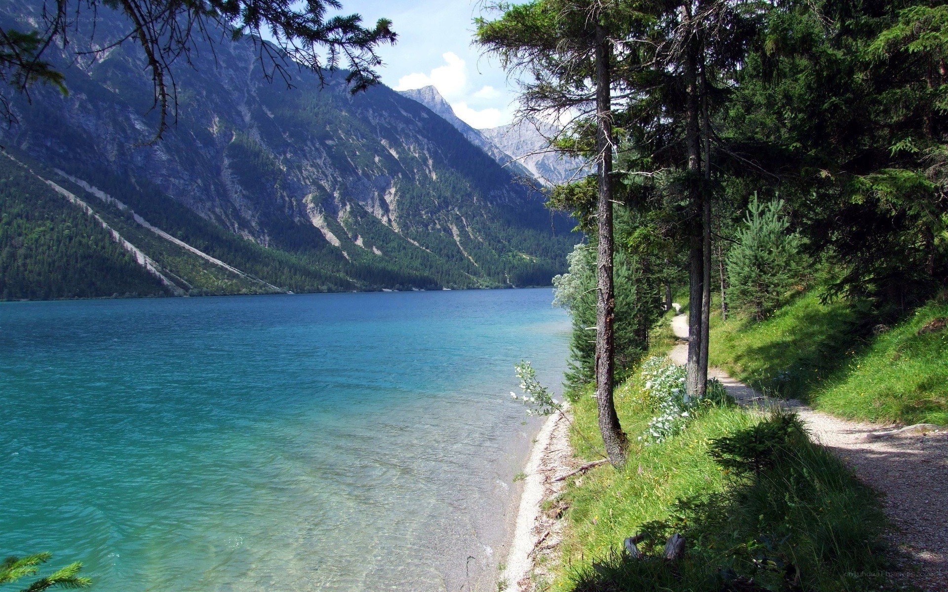 Lake with mountains and forest