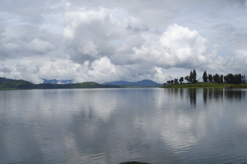 Lake with Mountains — Blue, Calm