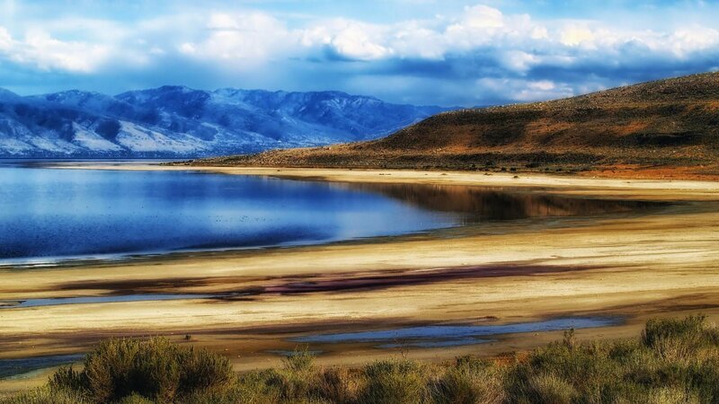 Lake with Mountains — Blue, Dramatic, Afternoon, Photograph
